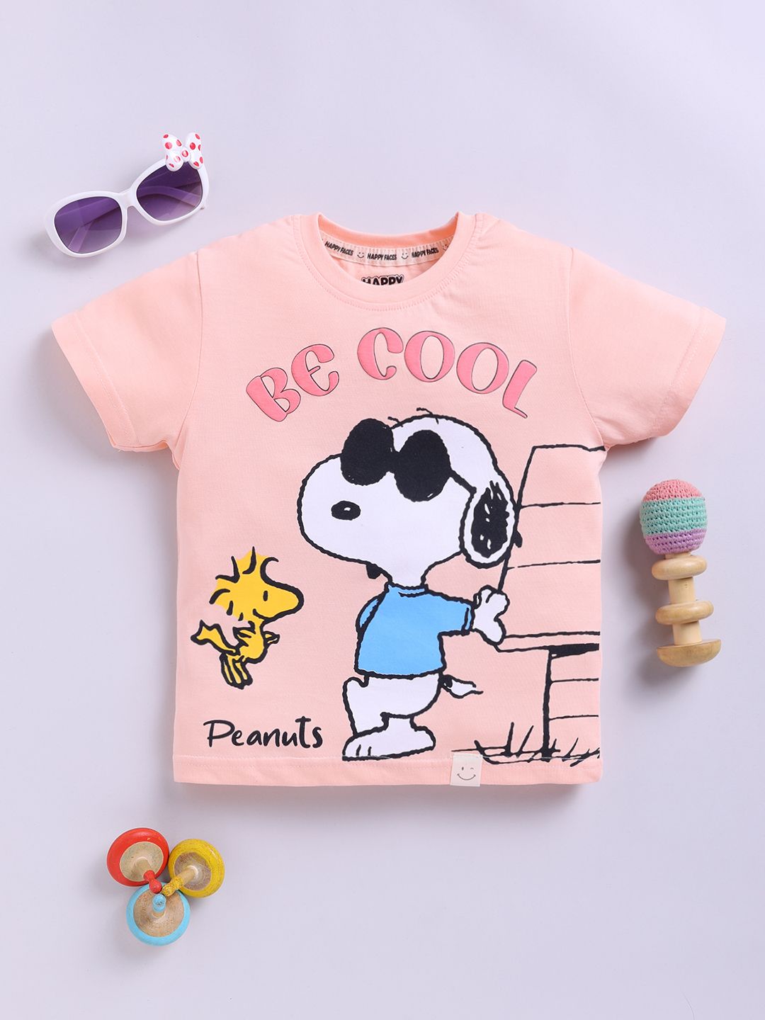 Happy Faces Boys Snoopy Printed Pure Cotton T-shirt