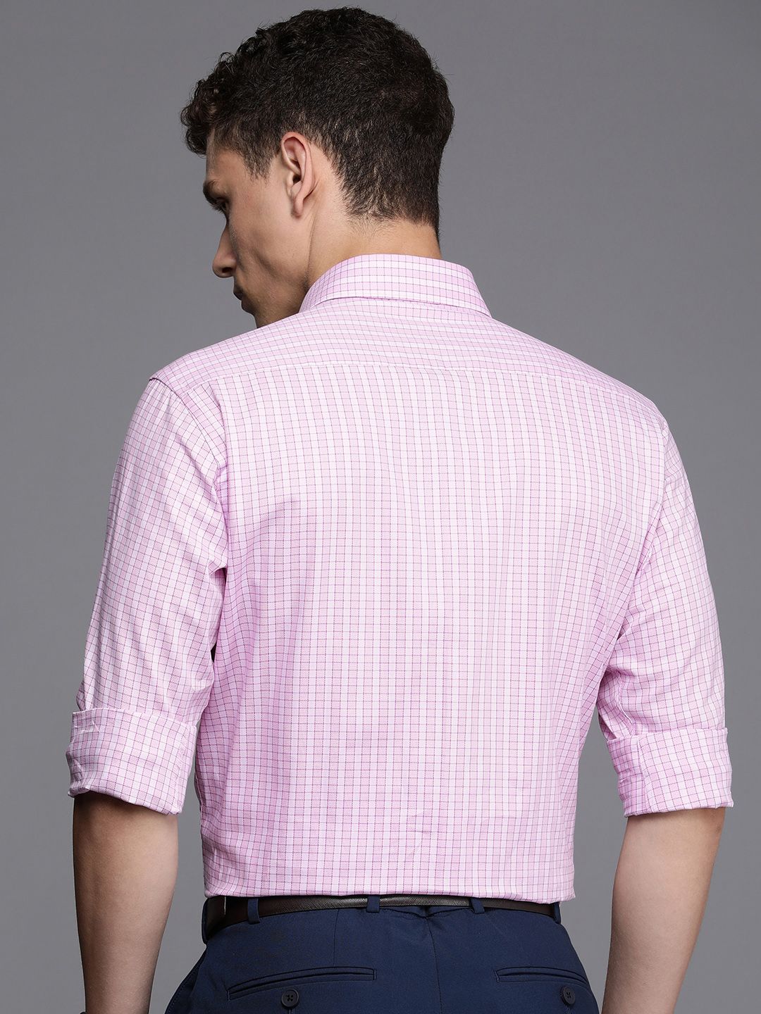 Raymond Slim Fit Self Checked Opaque Pure Cotton Formal Shirt