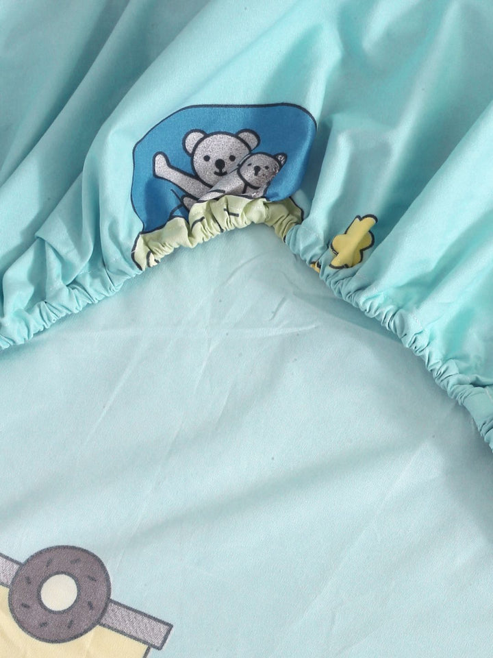 KLOTTHE Blue Conversational Dilengkapi Cadar Katil King 300 TC dengan 2 Sarung Bantal-250X225 cm