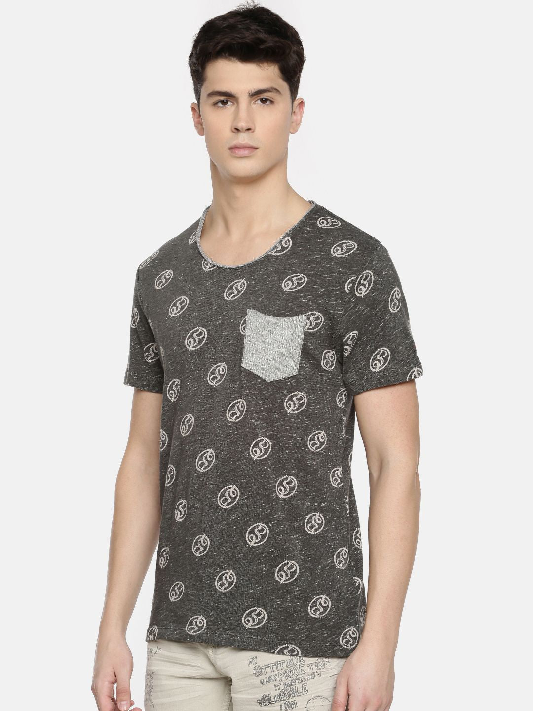 Being Human Clothing Men Grey Printed Round Neck Pure Cotton T-shirt