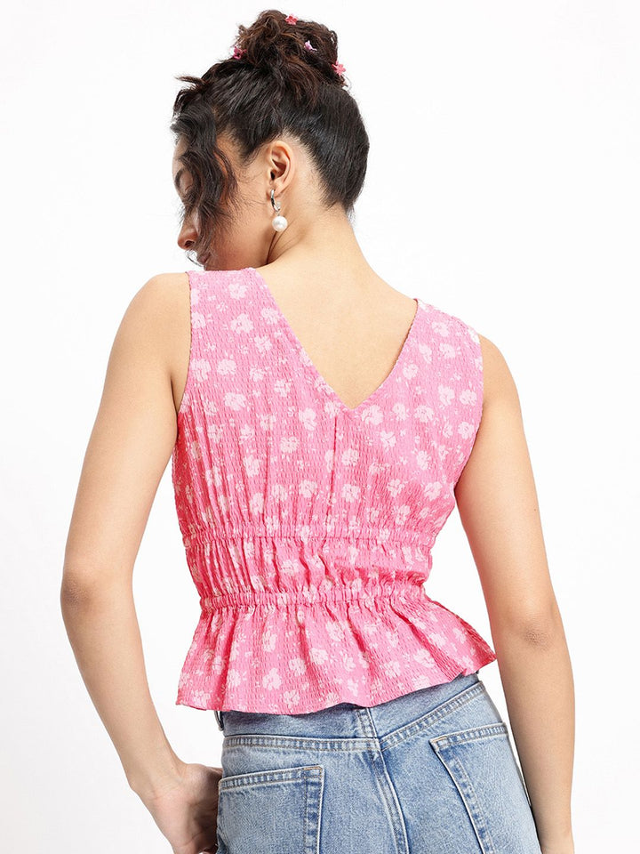 DressBerry Floral Femme Fatale Cinched Waist Top