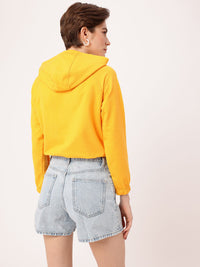 DressBerry Sporty Vibe Printed Relaxed Fit Cotton Terry Hooded Sweatshirt