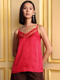 all about you Self-Design Lace Inserts Camisole Top