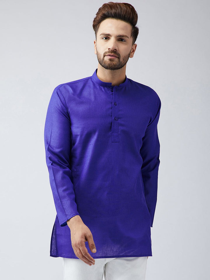 SOJANYA Lelaki Biru Solid Kurta Pendek