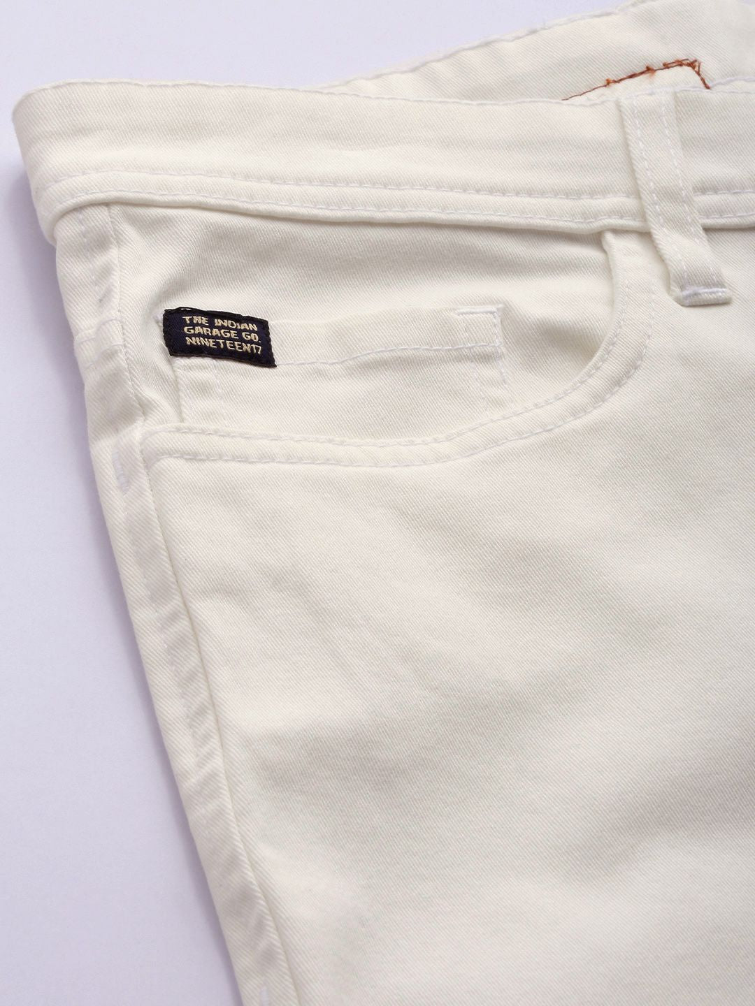 The Indian Garage Co Men White Solid Slim Fit Chinos