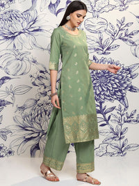 Vishudh Ethnic Motifs Woven Design Straight Kurta & Palazzos With Dupatta
