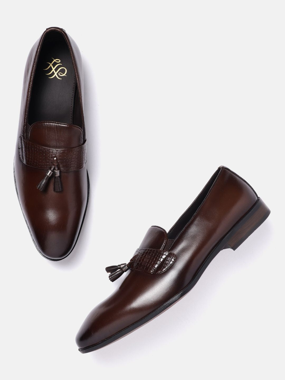 House of Pataudi Men Slip-On Formal Shoes With Tassel Detailing