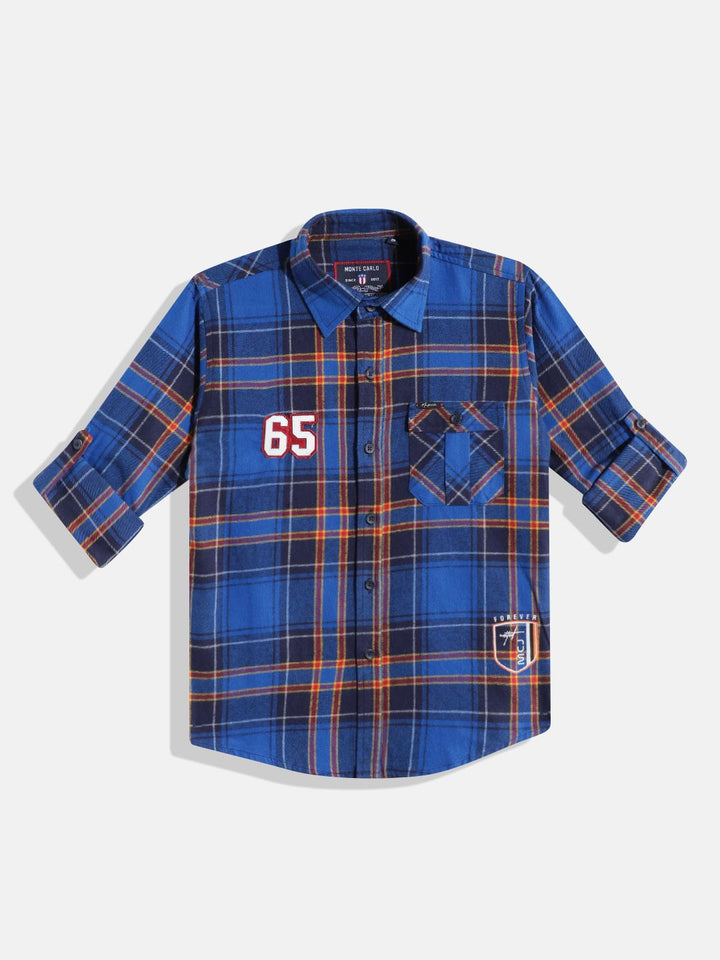 Monte Carlo Boys Tartan Checked Casual Smart Fit Shirt