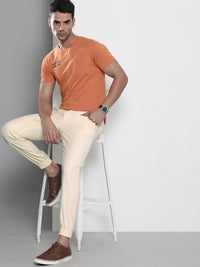 The Indian Garage Co Men Off White Slim Fit Joggers Trousers