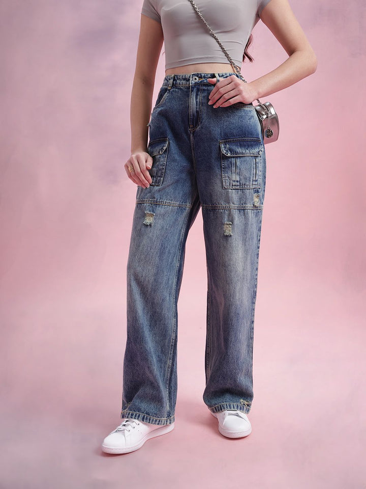 DressBerry Women Straight Fit Pure Cotton Ripped Jeans