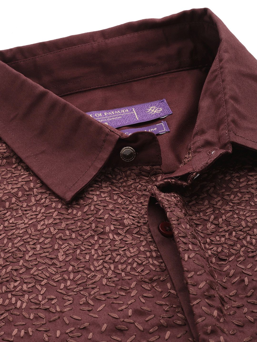 House of Pataudi Self Design Pure Cotton Opaque Party Shirt