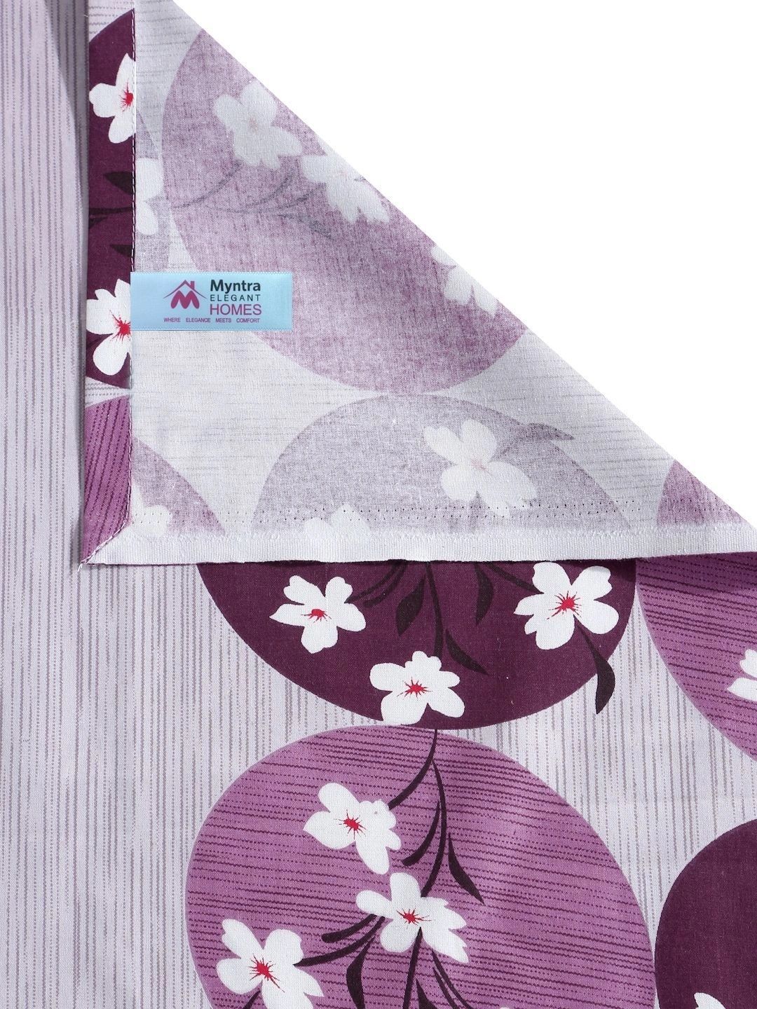 Myntra Elegant Homes Purple Floral 400 TC Single Bedsheet with 1 Pillow Covers