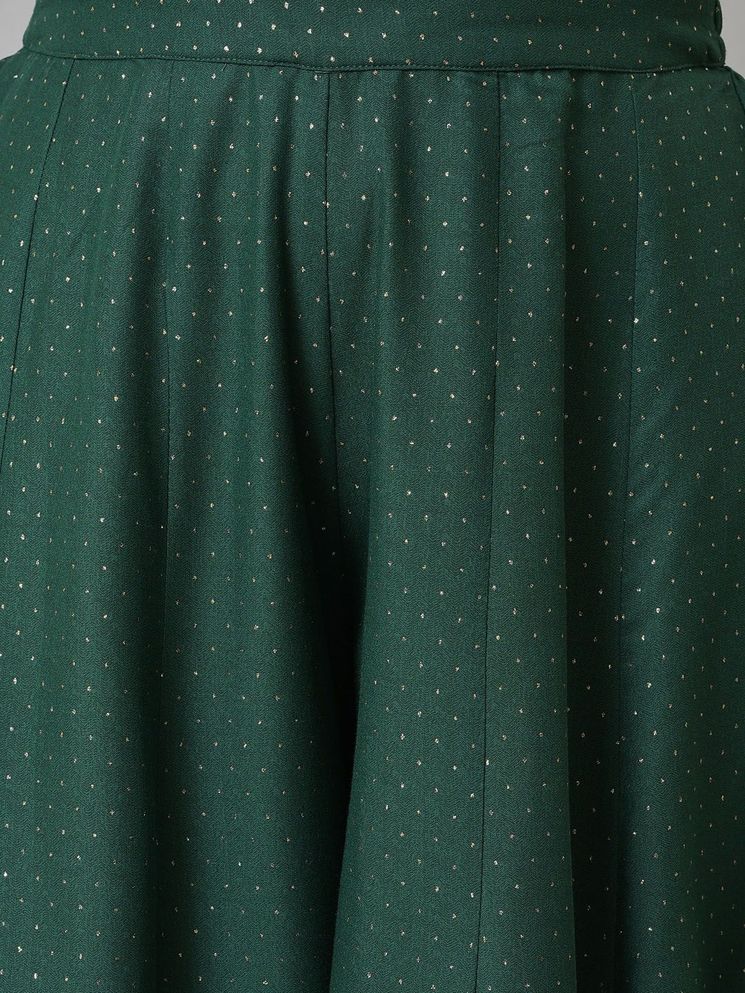 W Women Green Polka Dots Printed Wide Leg Palazzos
