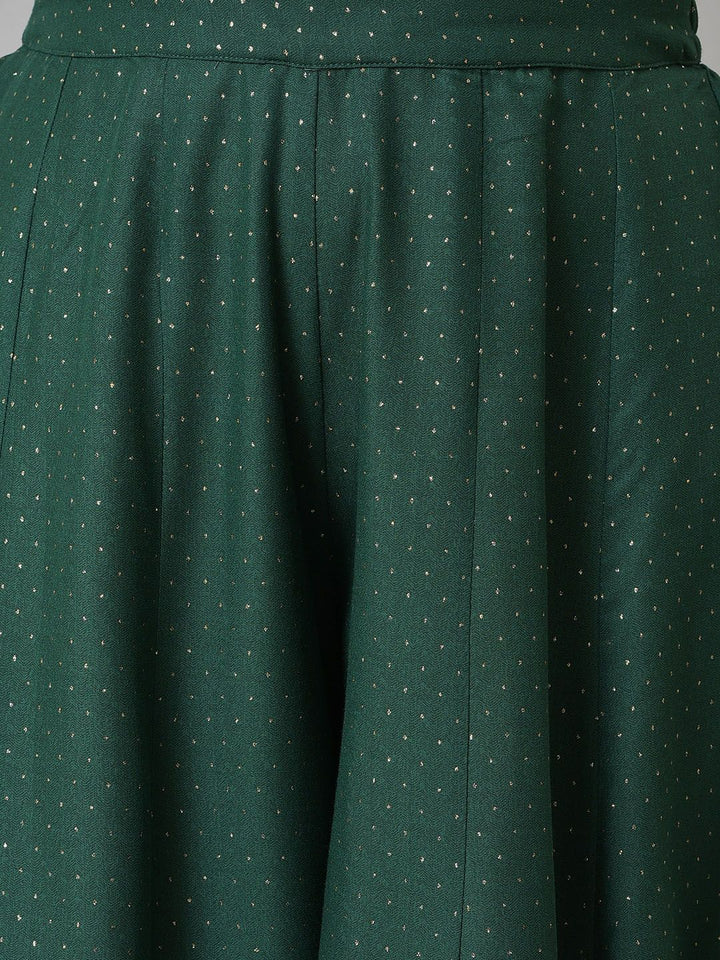 W Women Green Polka Dots Printed Wide Leg Palazzos