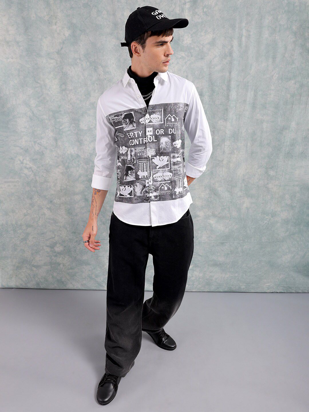 The Indian Garage Co Slim Fit Graphic Printed Pure Cotton Casual Shirt