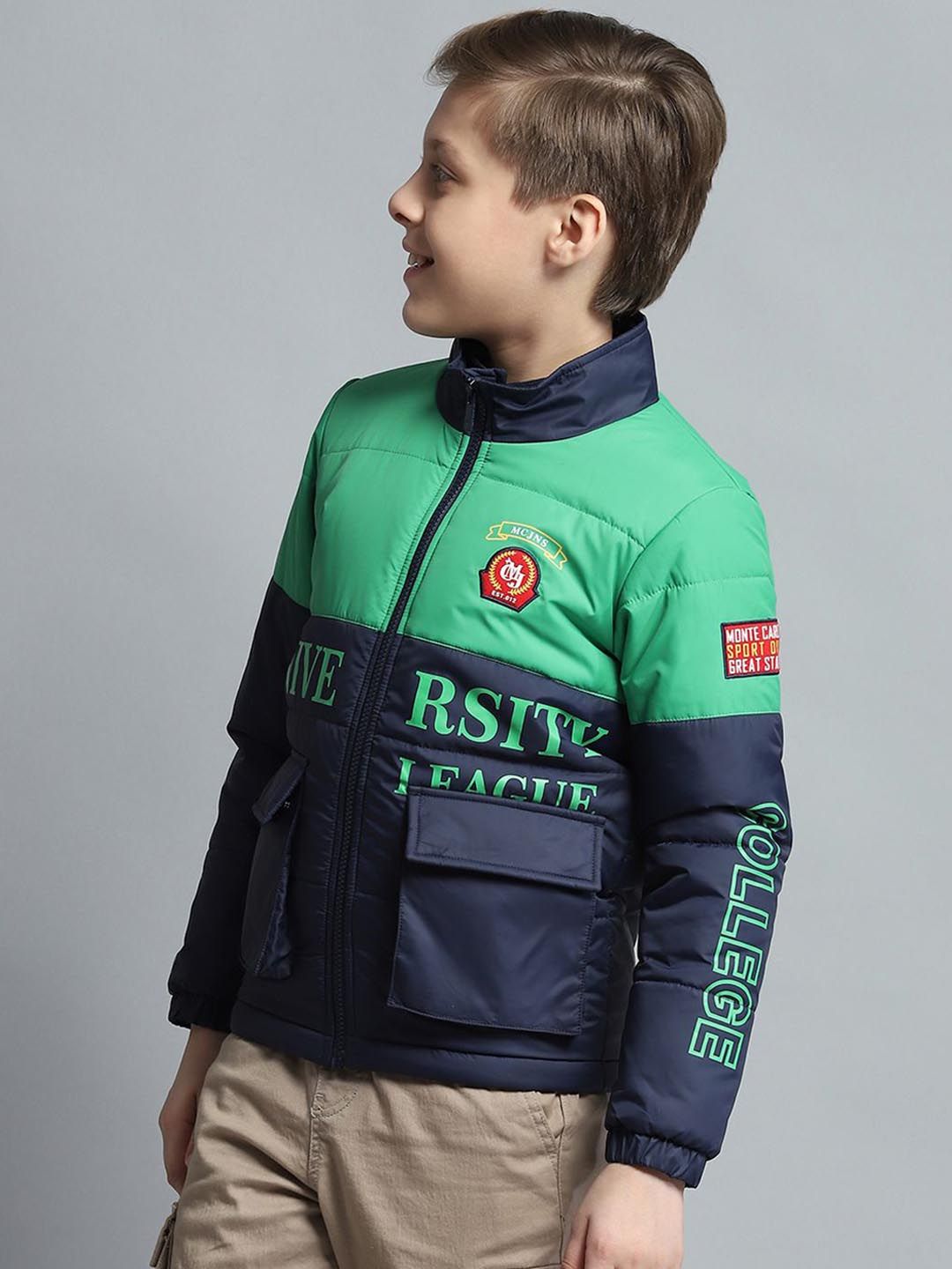 Monte Carlo Boys Mock Collar Colourblocked Casual Lightweight Padded Jacket