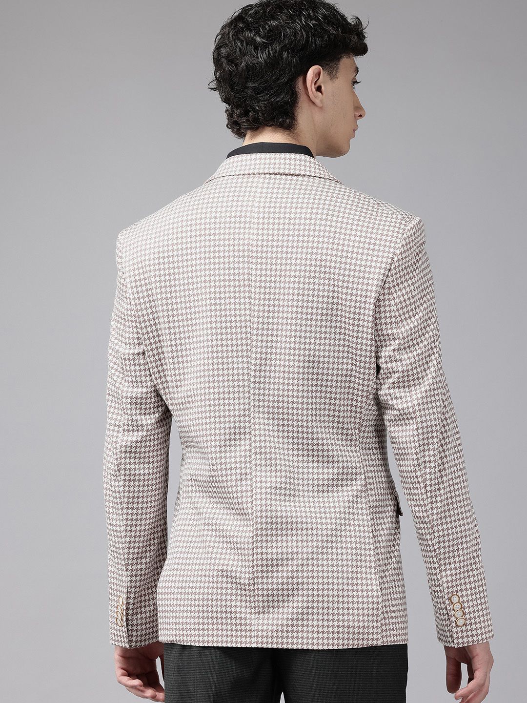 Park Avenue Houndstooth Checked Slim Fit Blazer