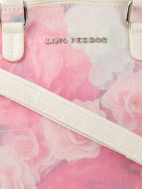 Lino Perros Pink Floral Printed PU Structured Shoulder Bag