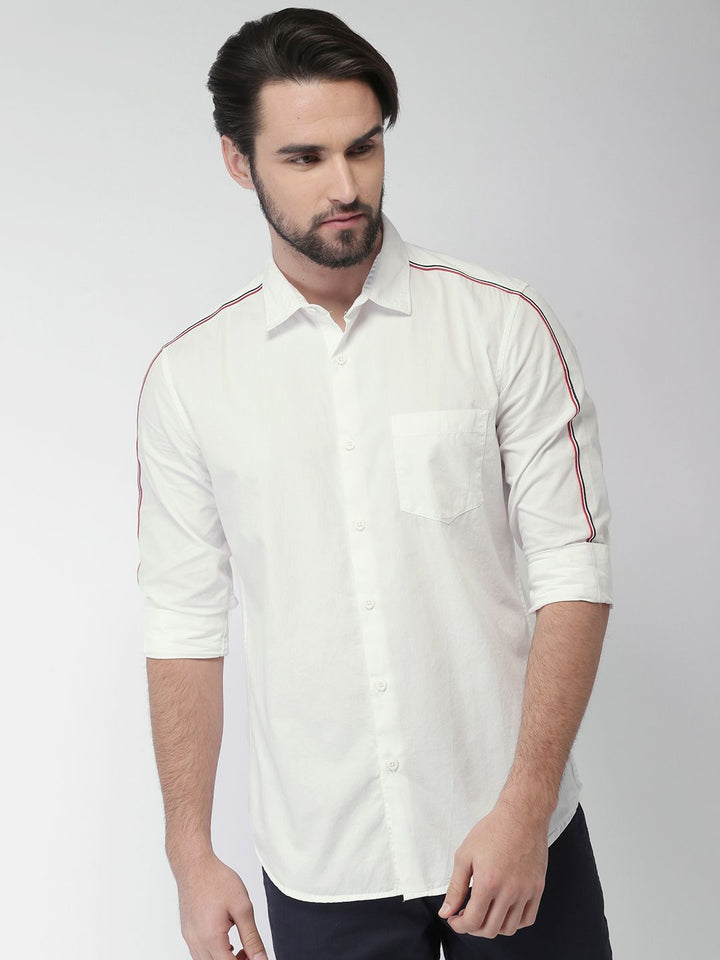 HIGHLANDER Men White Slim Fit Casual Shirt