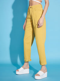 SASSAFRAS Women Stylish Mustard Relaxed Fit Jeans