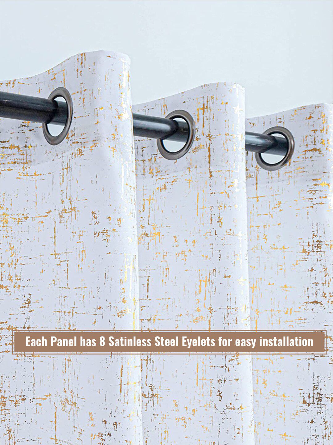 URBAN SPACE White & Gold-Toned Black Out Long Door Curtain