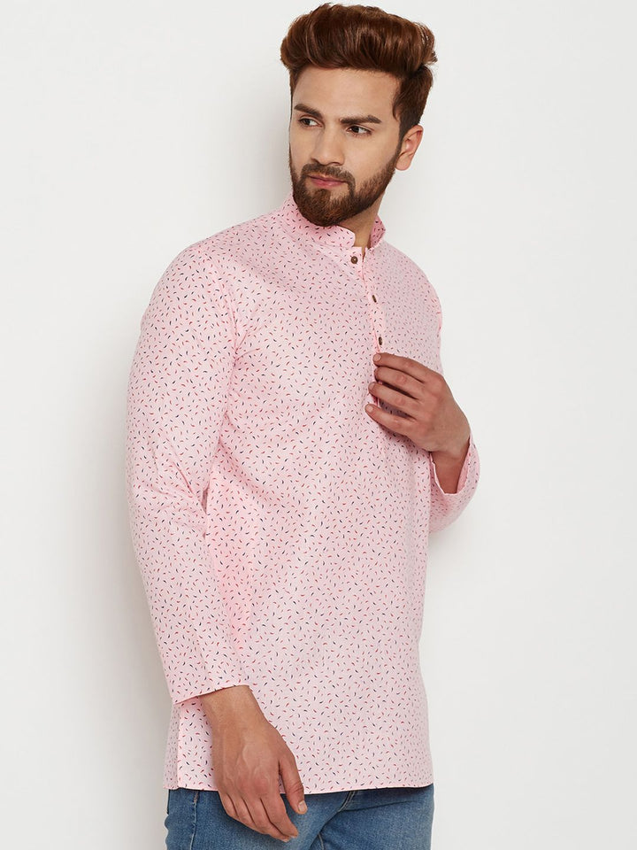 SOJANYA Men Pink Printed Straight Kurta