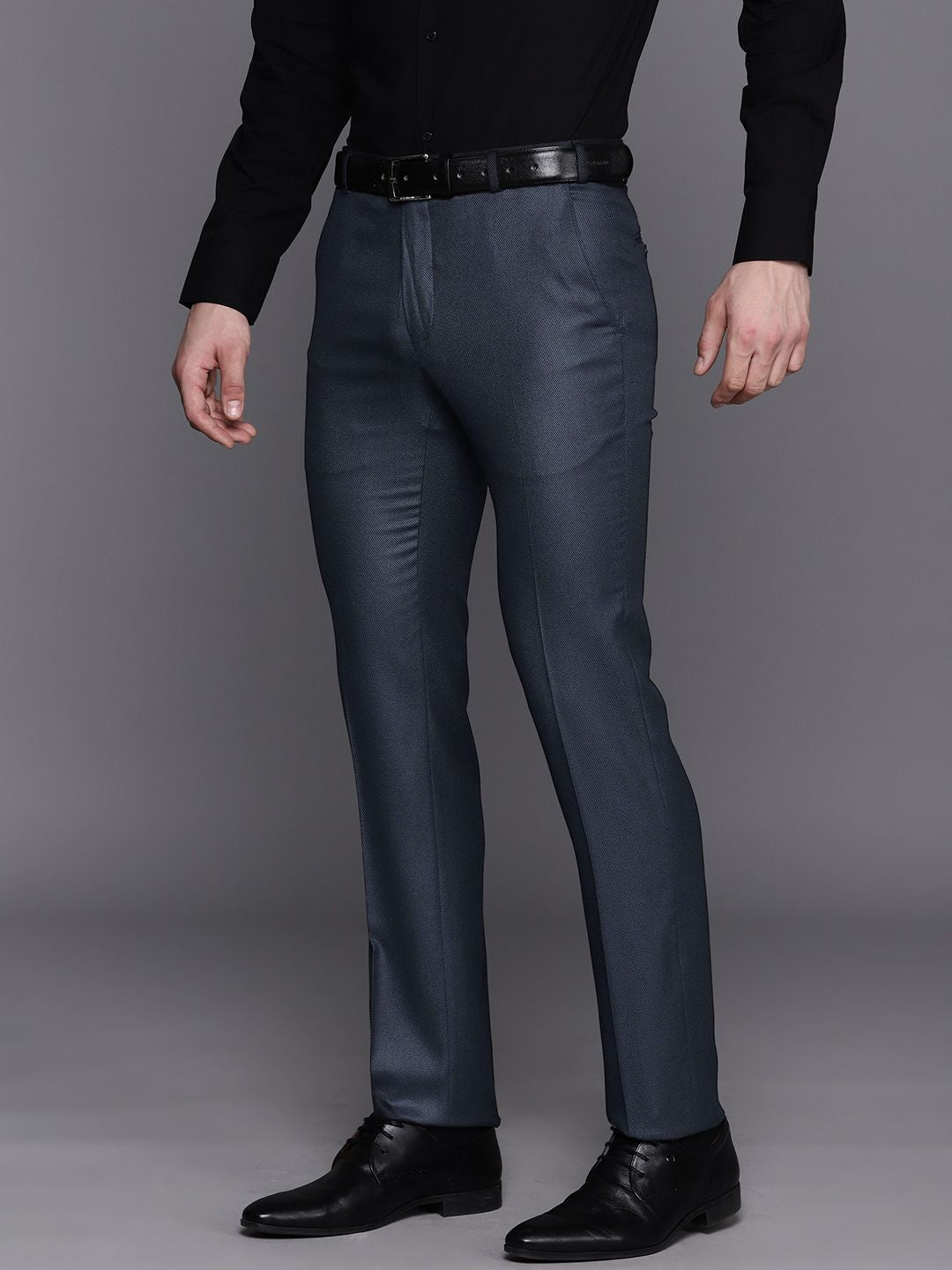 Raymond Men Textured Slim Fit Trousers