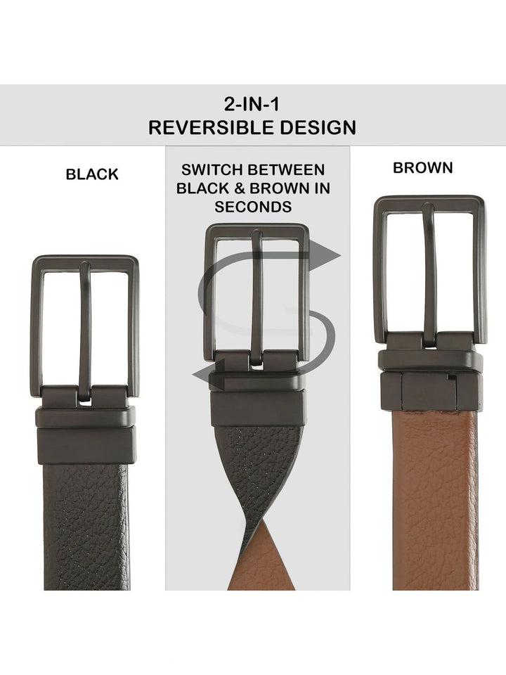 Teakwood Leathers Men Textured Leather Reversible Formal Belt