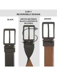 Teakwood Leathers Men Textured Leather Reversible Formal Belt
