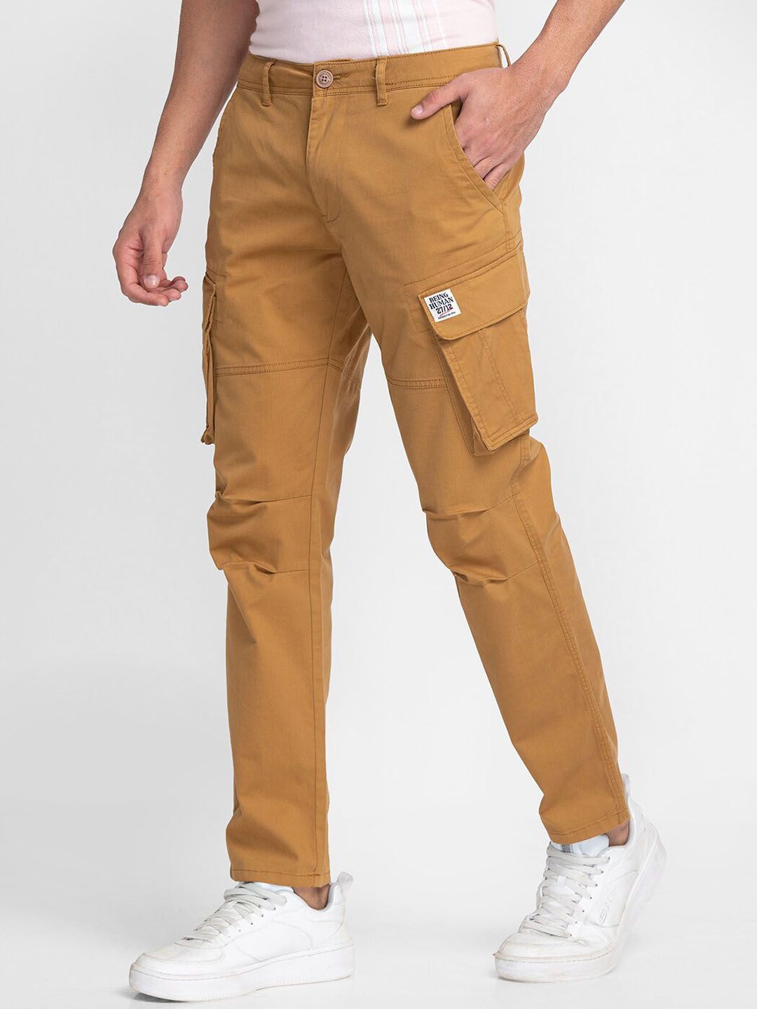 Being Human Men Slim Fit Cotton Cargos Trousers