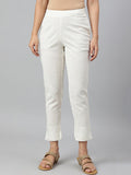 W Women Lace Detailed Slim Fit Cotton Trousers