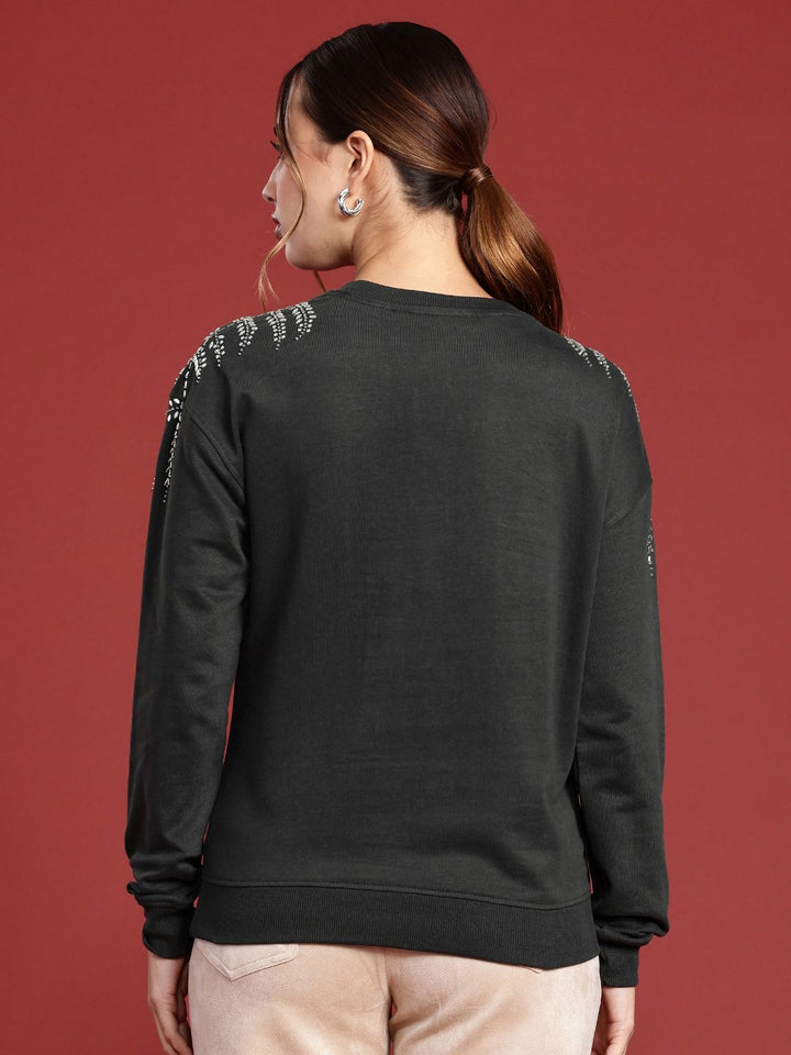 all about you Long Sleeves Studded Embellished Sweatshirt