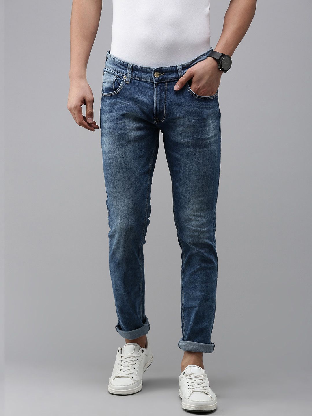 SPYKAR Men Slim Fit Low-Rise Heavy Fade Stretchable Jeans