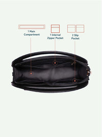ZOUK Printed Structured Sling Bag with Applique