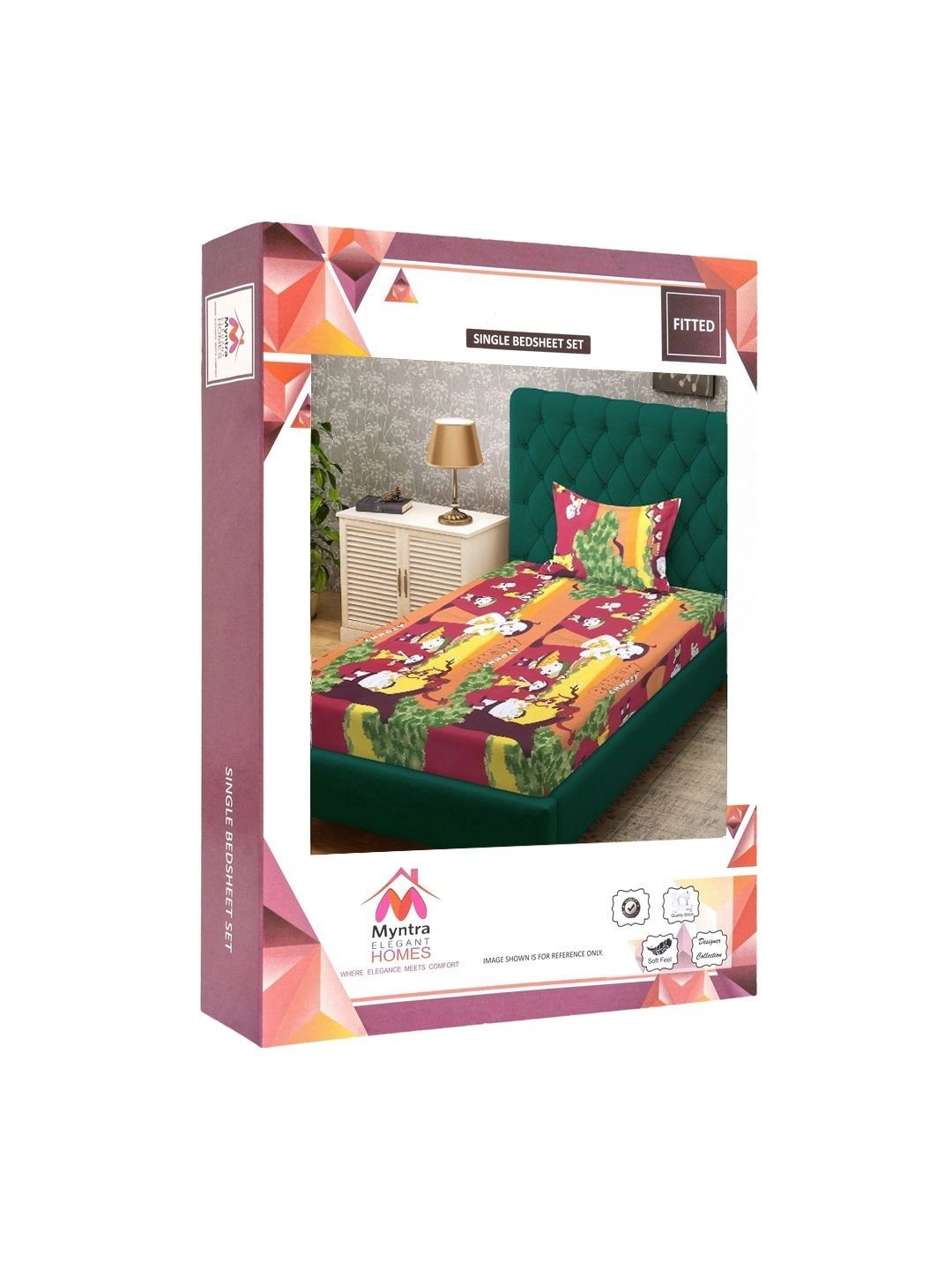 Watak Kartun Myntra Elegant Homes 400 TC Cadar Katil Bujang dengan 1 Sarung Bantal