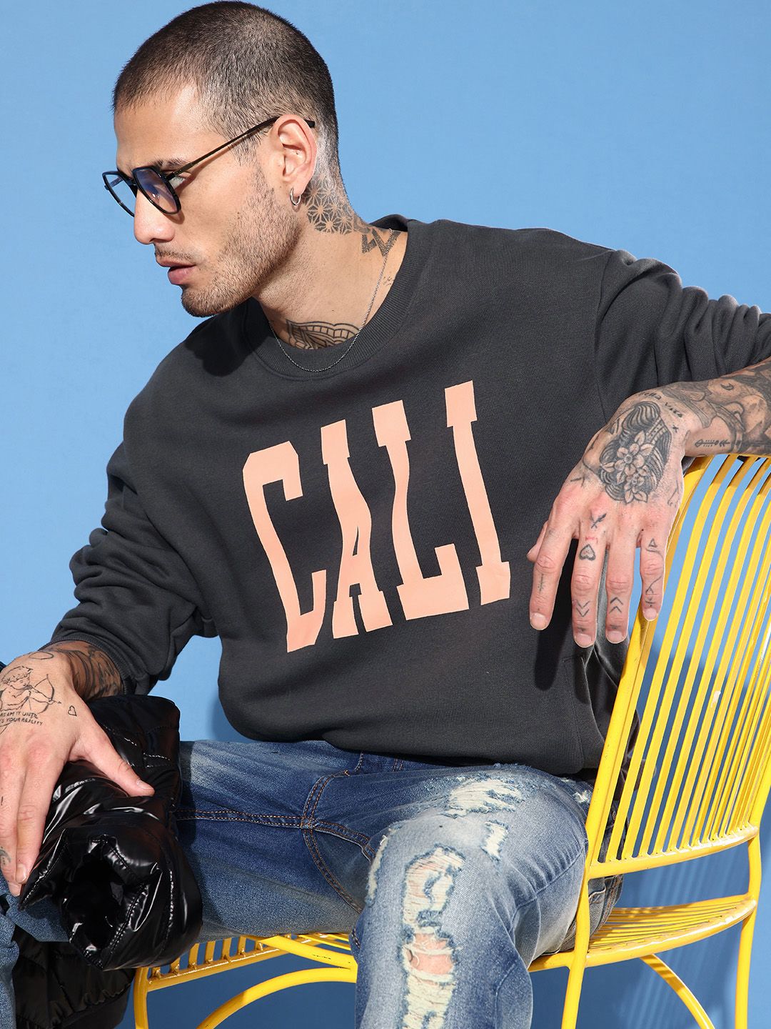 DILLINGER Men Typography Printed Oversized Sweatshirt