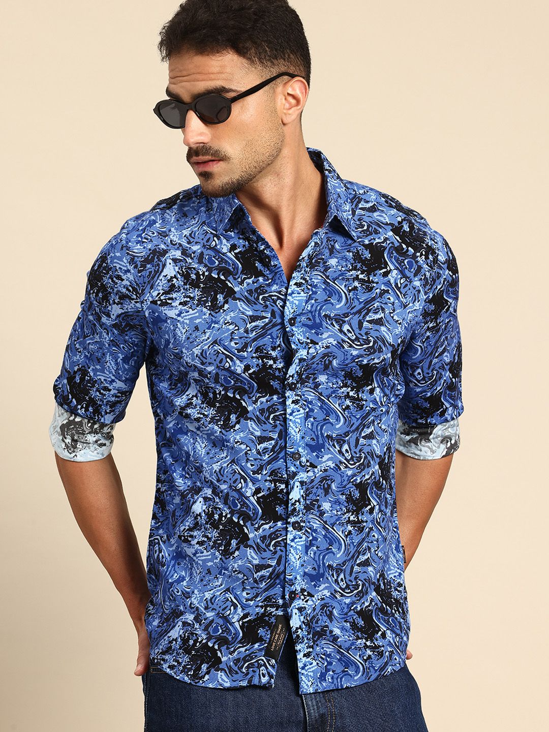 Being Human Printed Slim Fit Casual Shirt