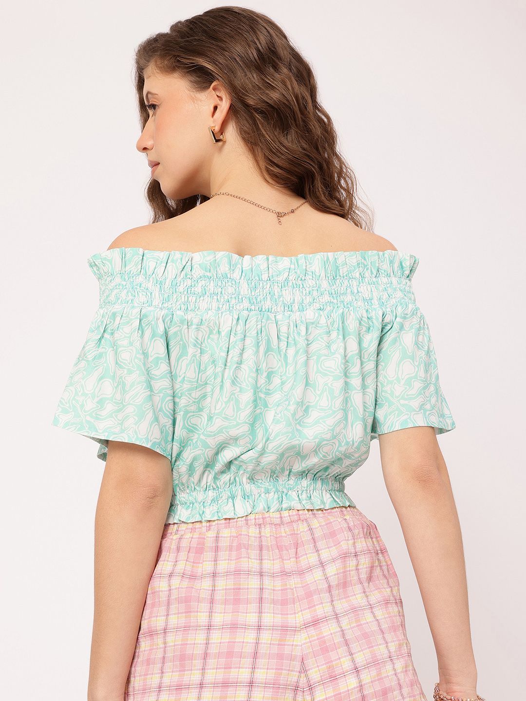 DressBerry Chic & Cheery Smocked Crop Blouson Top