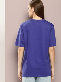 DILLINGER Women Graphic Printed Embossed Oversized T-shirt