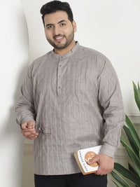 SOJANYA PLUS PLus Size Striped Woven Design Band Collar Long Sleeves Cotton Kurta