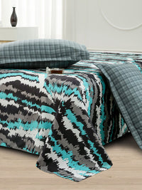 Story@home Fluorescent Green Abstract Printed 240 TC Satin Finish Queen Bedsheet Set