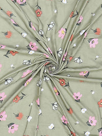 Monte Carlo Edmond Green & Pink Floral Printed 144 TC King Bedsheet Set 2.70 m x 2.70 m