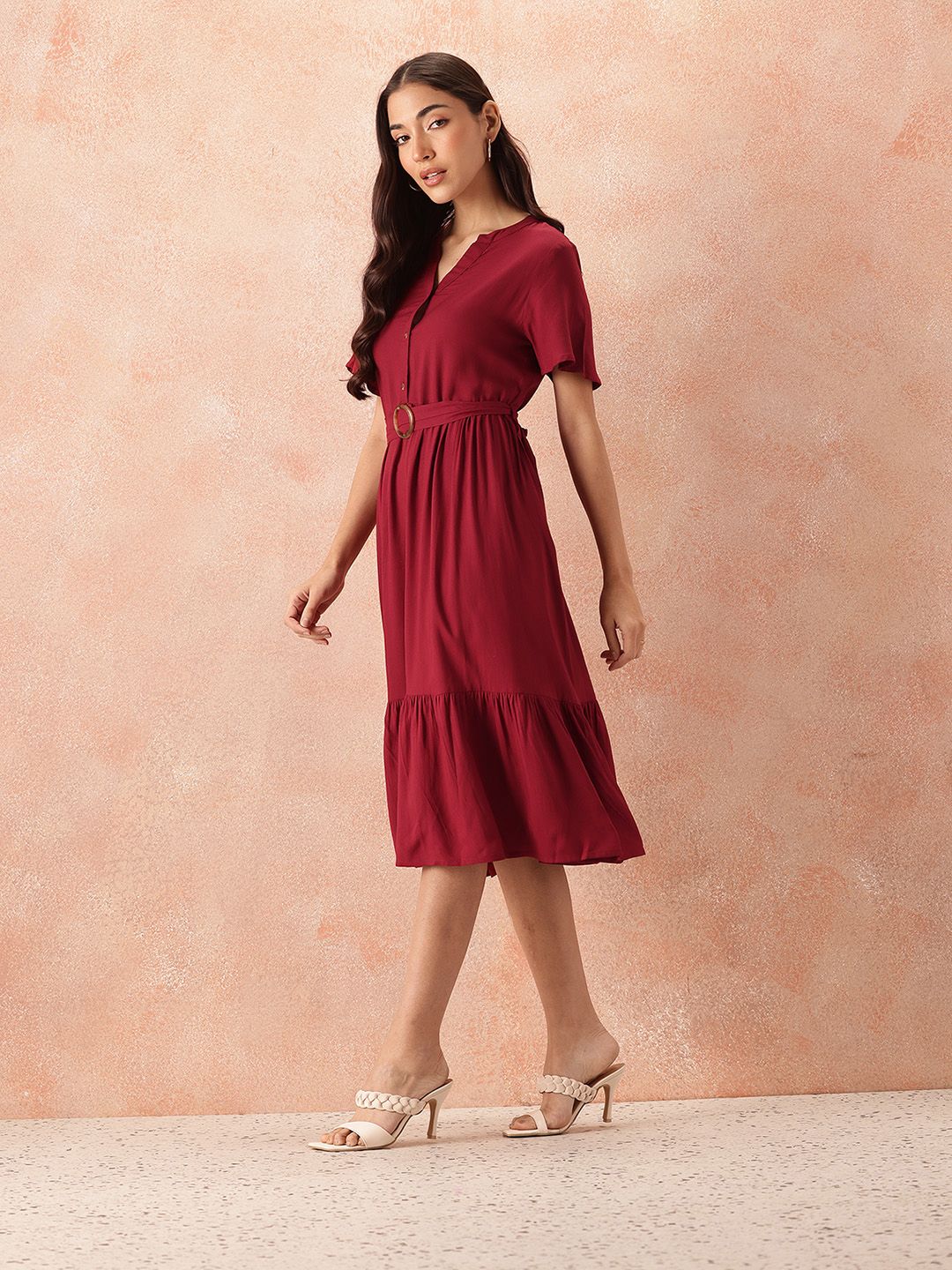 all about you A-Line Midi Dress with Belt