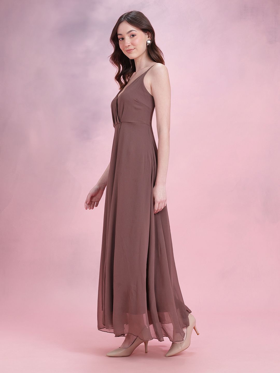 DressBerry Pleated Slit Wrap Maxi Dress