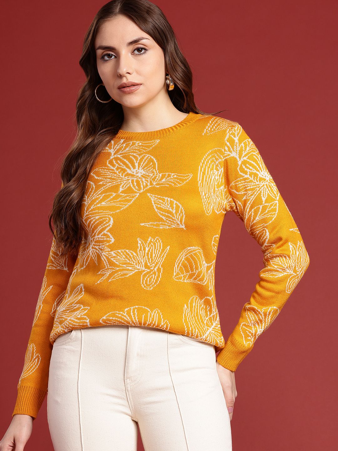 all about you Floral Self Design Pullover