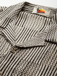 The Indian Garage Co Men Textured Open Weave Knitted Relaxed Fit Shirt
