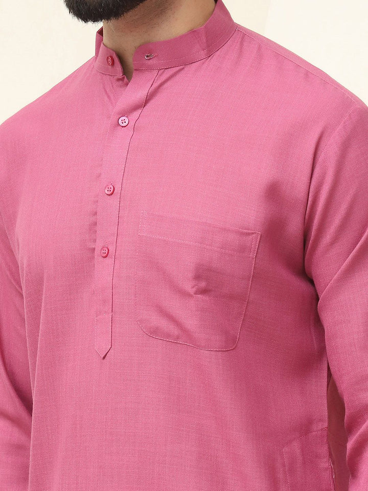 SOJANYA Pink Mandarin Collar Kurta
