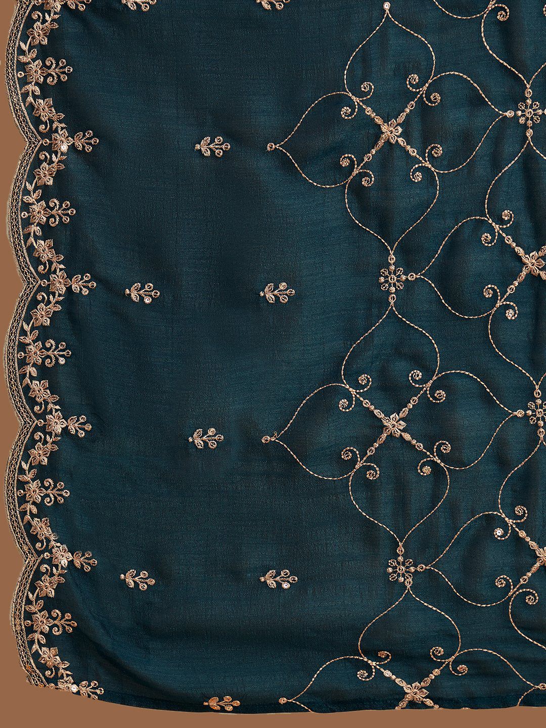 Libas Yoke Design Sequinned Straight Kurta with Trousers & With Dupatta