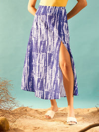 Berrylush Tie and Dye Printed Side Slit A-Line Midi Skirt