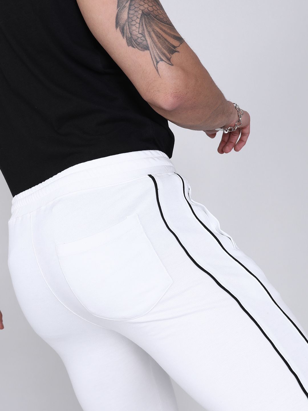 The Indian Garage Co Men White Solid Slim-Fit Joggers